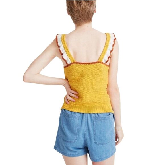 Madewell NWT Colorblock Crocheted Ruffled Strap Sweater Tank Size XL - Picture 4 of 10